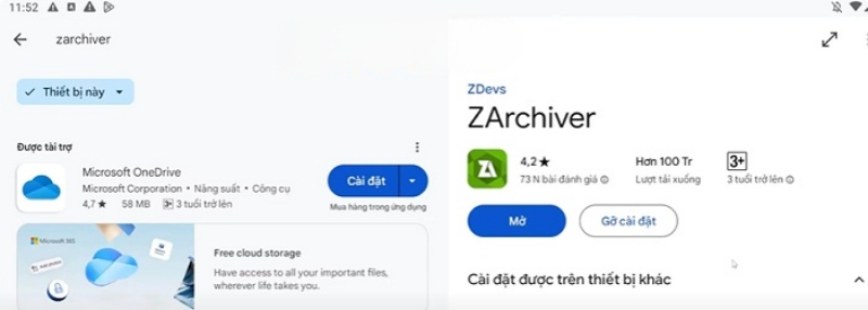 Cài ứng dụng ZArchiver trên CHPLAY Krnl VNG