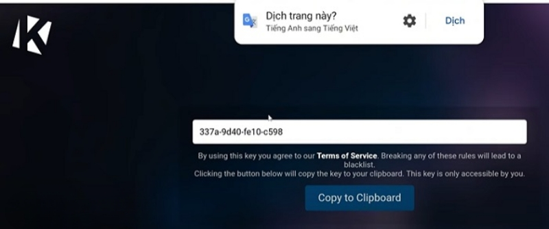 Nhấn vào “Copy to Clipboard” để coppy key Krnl VNG