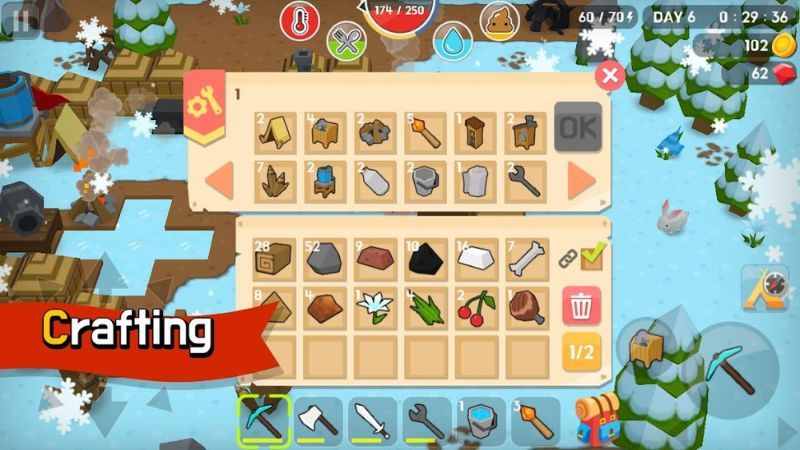 Tải Mine Survival Hack (Menu, Vô Hạn Tiền, Bất Tử) v2.9.4 3 Vật Phẩm Hỗ Trợ Độc Đáo Trong Mine Survival Hack