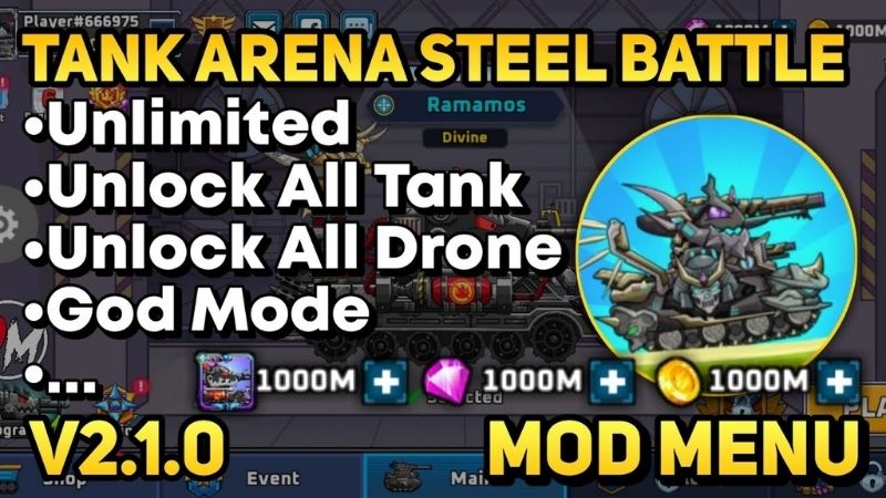 Tải Tank Arena Steel Battle Hack (Menu, Vô Hạn Tiền, Kim Cương) v2.1.2 4 Tính Năng Nổi Bật Của Bản Tank Arena Steel Battle Hack